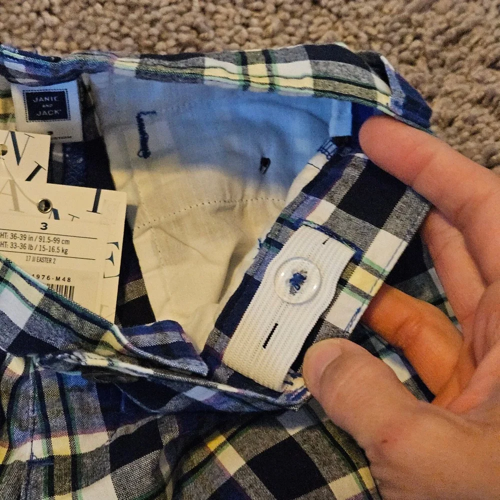 Janie and‎ Jack Plaid Shorts Kids Size 3 Lot of 2 Plaid Chino New Preppy Classic